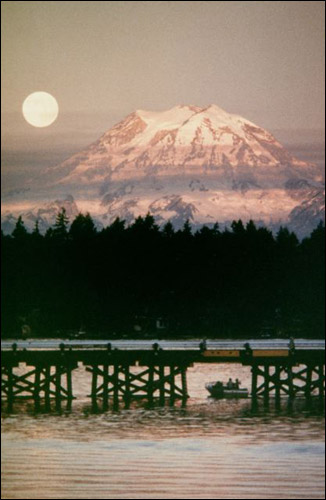 Tacoma Postcard, by MJudy Wagner - MT. RAINIER/BRIDGE