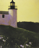 Print by Jamie Wyeth, Lighthouse Iris, available from Ralston Gallery in Rockport, ME, 100719